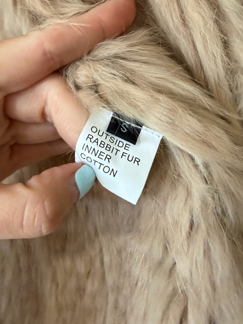 Elegant Nude Rabbit Fur Coat - Picture 6 of 8